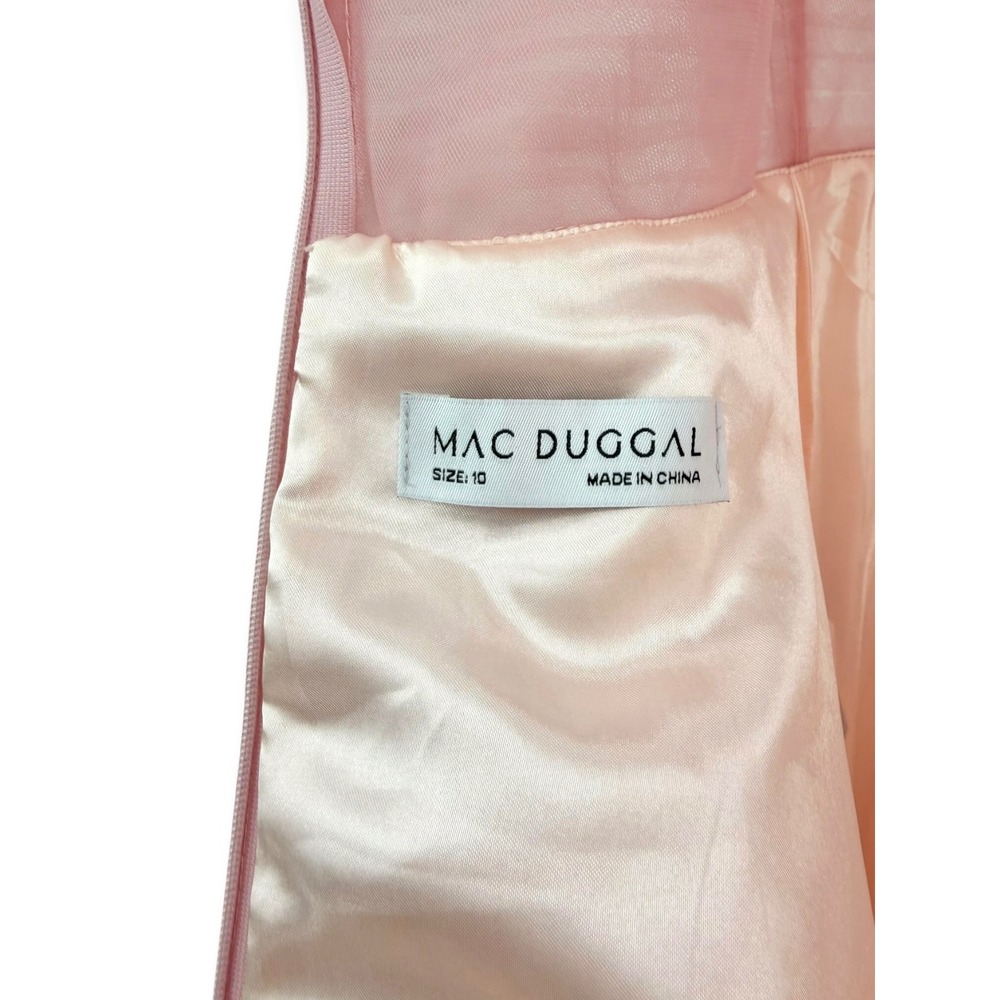 NWT Mac Duggal Pink Ruffle Shoulder V Neck Ombre Tulle Ball Gown - Size 10 - Picture 14 of 14